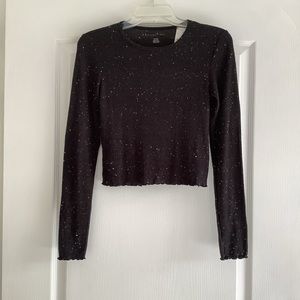 AMERICAN EAGLE LONG SLEEVE CROP SWEATER - BLACK - SIZE S